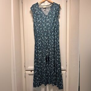 Knox Rose Sleeveless Blue Floral Maxi Dress Size XL X-Large Boho Bohemian Flowy